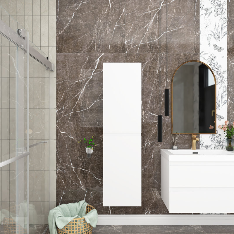 Armoire de salle de bain murale Skoura, Blanc ultrabrillant