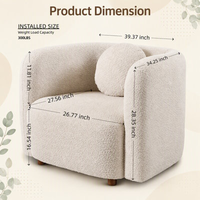 Fauteuil d'appoint carré, fauteuil rembourré en nuage Boucle, fauteuil de style japonais, canapé 1 place