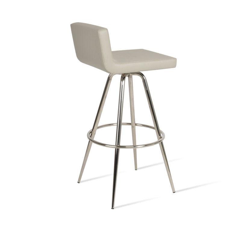 Tabouret pivotant Dallas Max, Tabouret de bar (siège d'une hauteur de 29 po), Poli, Gris clair
