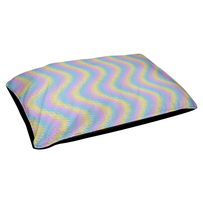 Oreiller pour chien à rayures ondulées pastel Campion, Moyen (L 29,5 po x P19,5 po x H 9,5 po), Rose / bleu / jaune