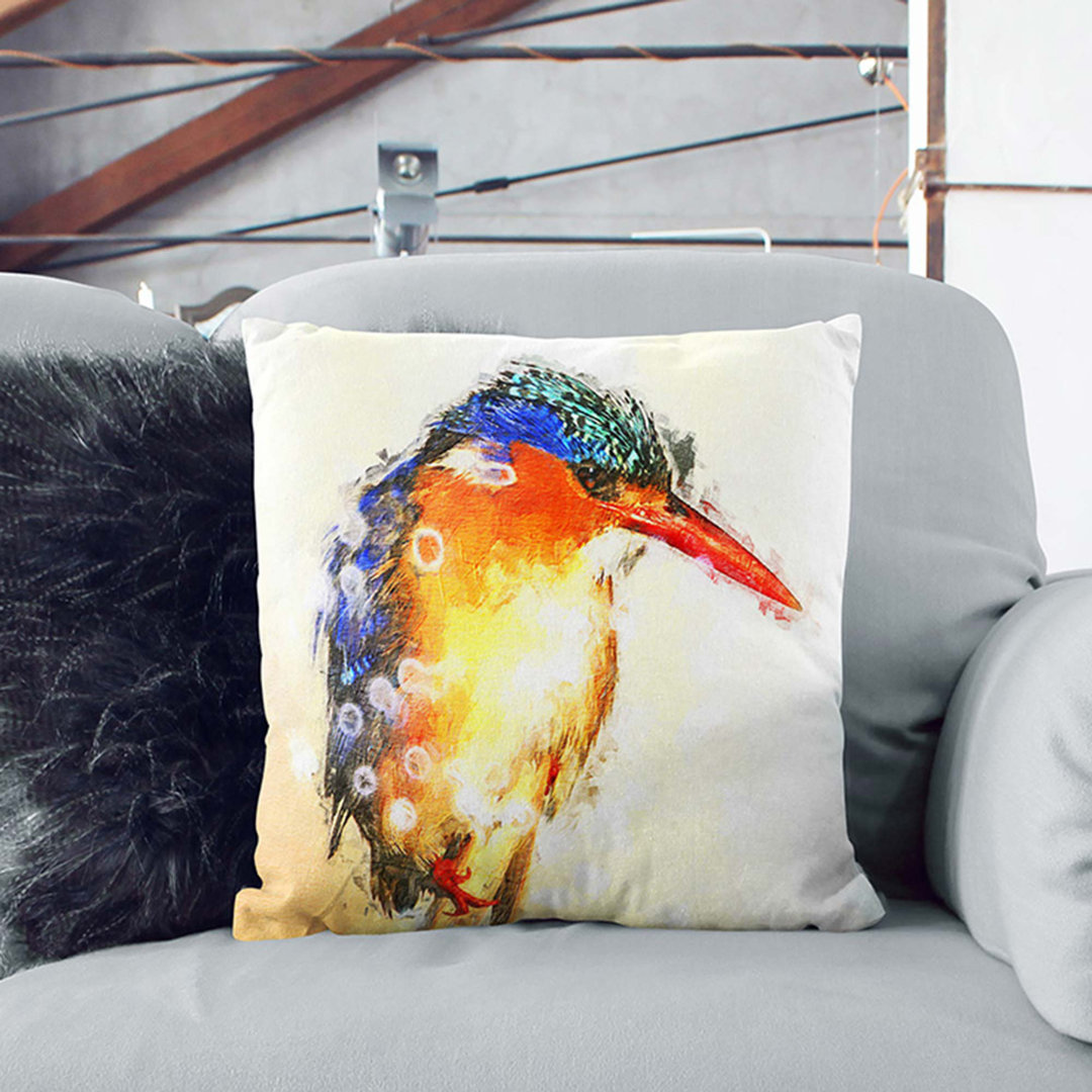 Exquisite Kingfisher Bird Cushion with Filling