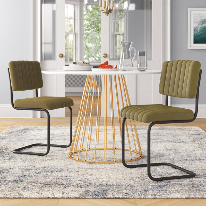 Chaise d'appoint en velours Estes, Velours olive