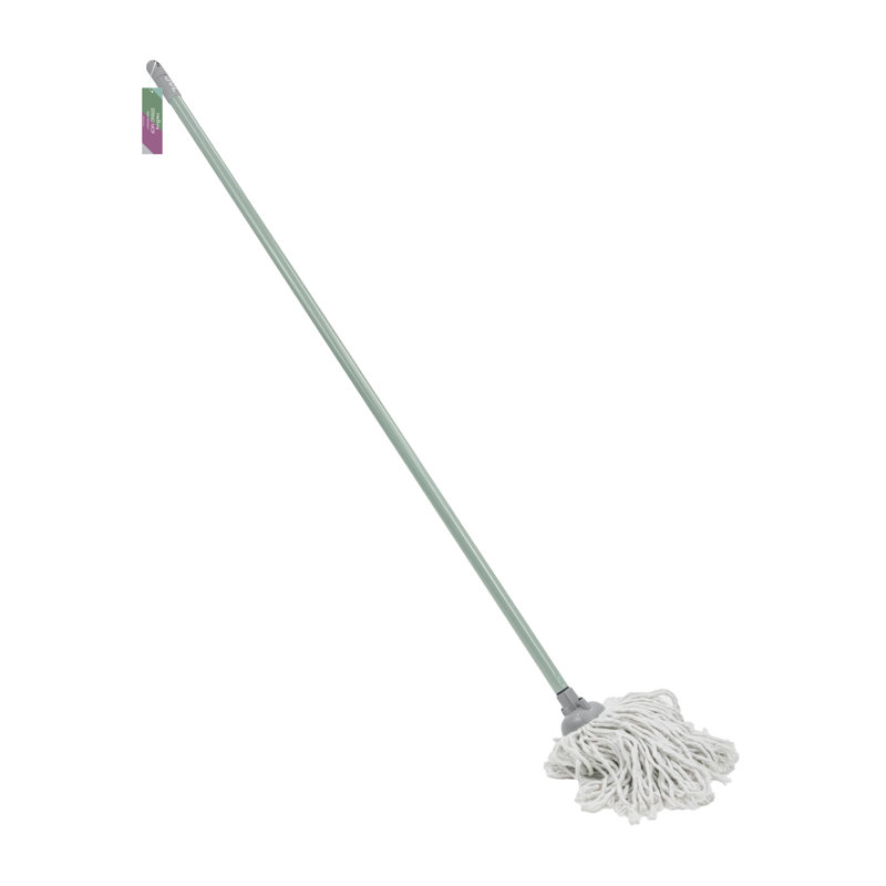 JVL String Mop – Green – Machine Washable Microfibre Floor Mop for Hard Floors, Mop + Replacement Heads