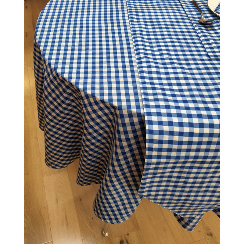 Gingham Check Newfolden Tablecloth, 177cm W x 177cm L, Bluebell