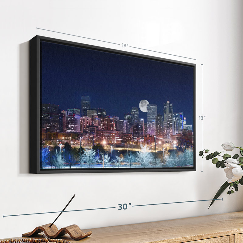 Impression sur toile Denver Full Moon Night, H 13 po x l 19 po