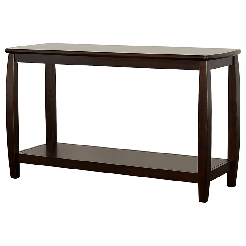 Cappuccino Table With Rectangular Form And Double Shelf For Convenience Console Functional Top Extra