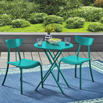 Confort de repas en plein air: bistro en fer bleu sarcelle pour la vie - 2 chaises et 1 table dans la cour, patio