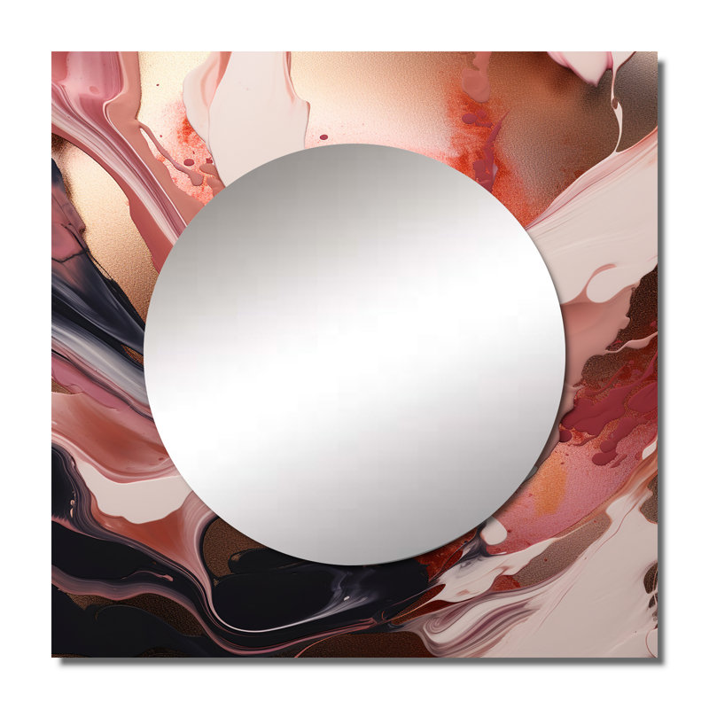 Issobelle - Miroir abstrait mural carré en marbre pour chambre à coucher, 36 po x 36 po