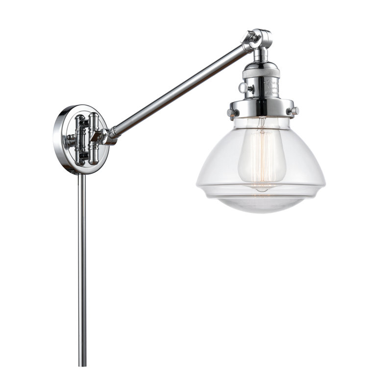 Lampe murale avec bras pivotant 1 lumière Chesterville, Incandescent, Transparent, Chrome poli