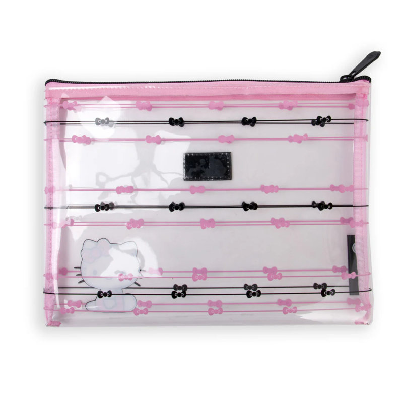 Hello Kitty Slim 2 Pcs Nested Cute Makeup Pouch Set, Water Resistant Zippered Travel Cosmetic