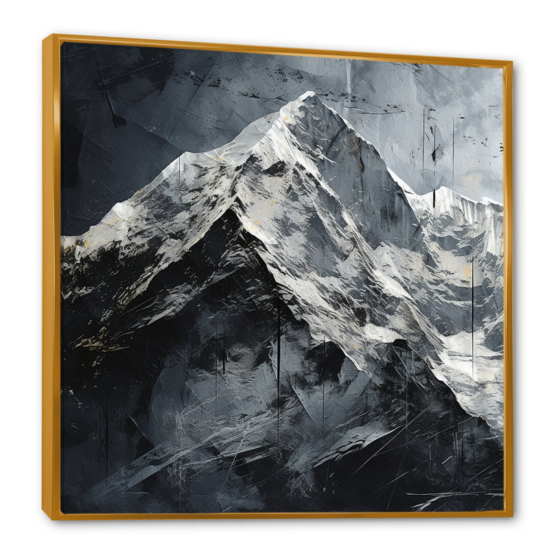Snowy Mountain Peak sur toile, H 24 po x l 24 po x P 1 po, Cadre flottant doré