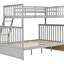 Lit superposé simple au-dessus de double en bois gris, équipé et doté de caractéristiques, construction en pin robuste, peut être divisé en deux pour plus de commodité, pas de sommier nécessaire, rampe supérieure - protection de la longueur, bas
