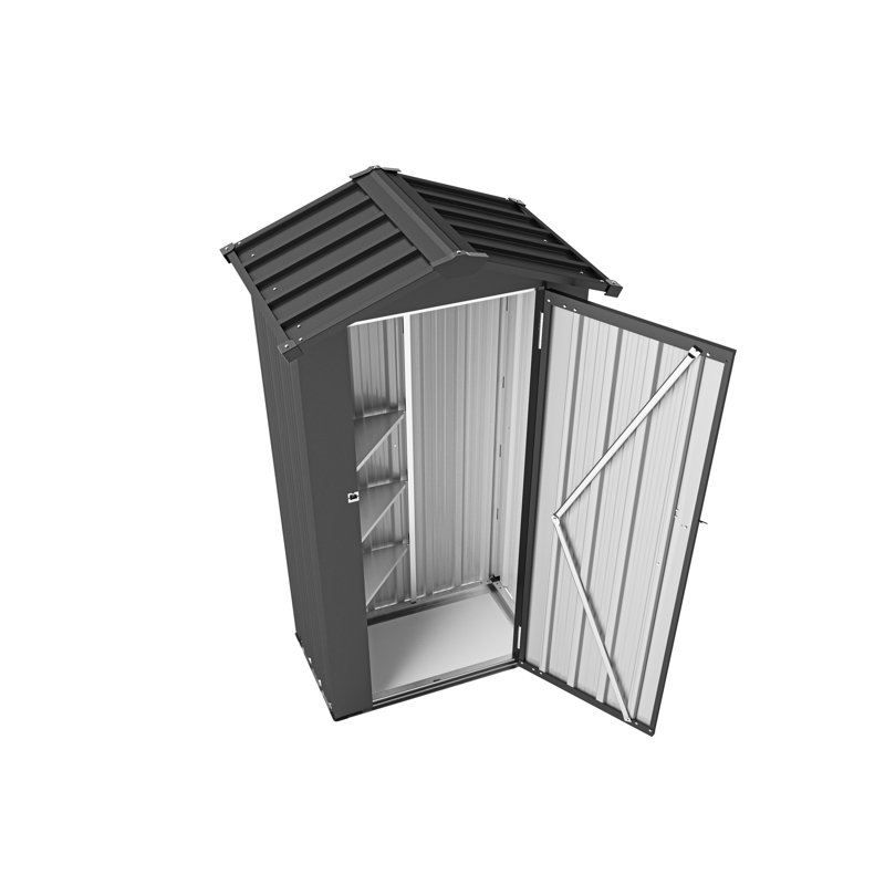Remise de rangement en fer galvanisé, fonction imperméable, serrure robuste, installation en douceur, convient aux cours de jardin et aux zones de construction, profondeur de 16,92 po, noir, armoire d'extérieur de conception classique, longue