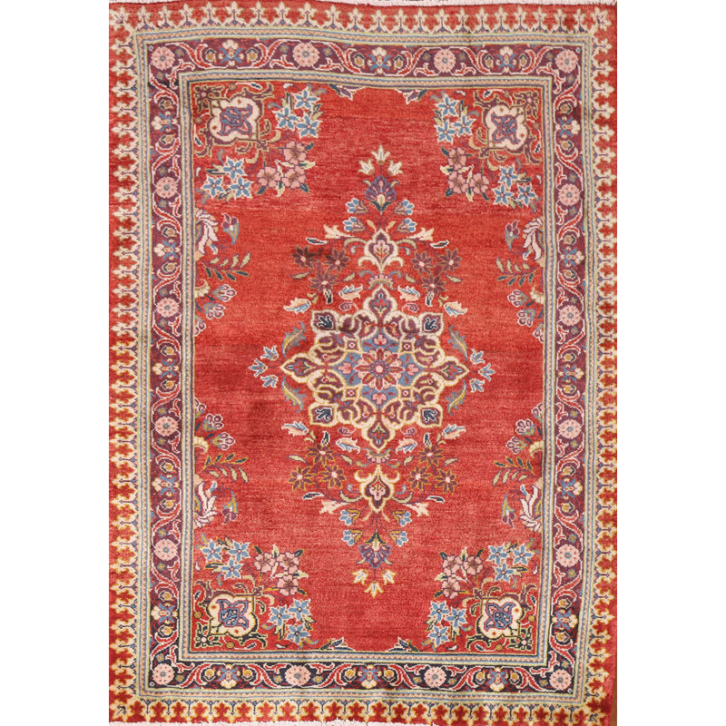Tapis rouge rétro traditionnel 3 x 5