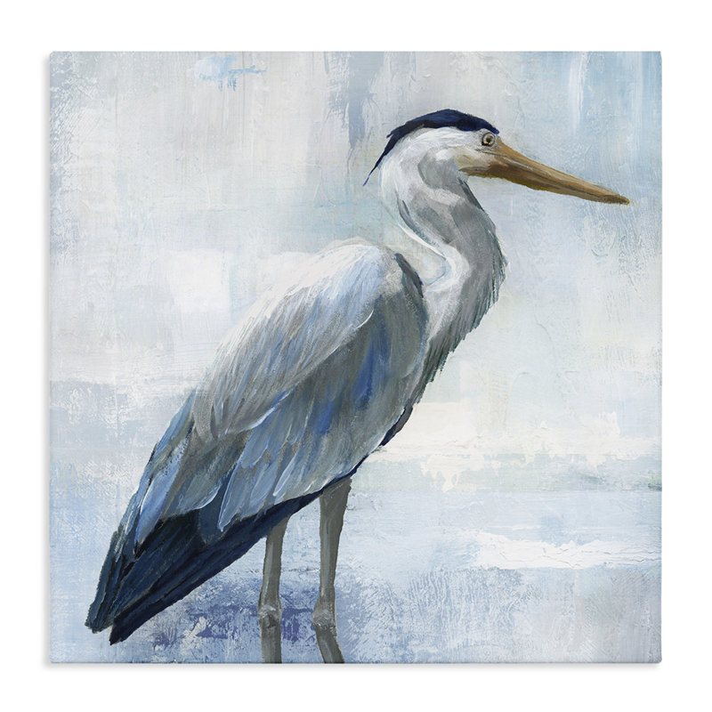 Seron Blue Heron en toile turquoise, design par Nan, H 36 po x l 36 po