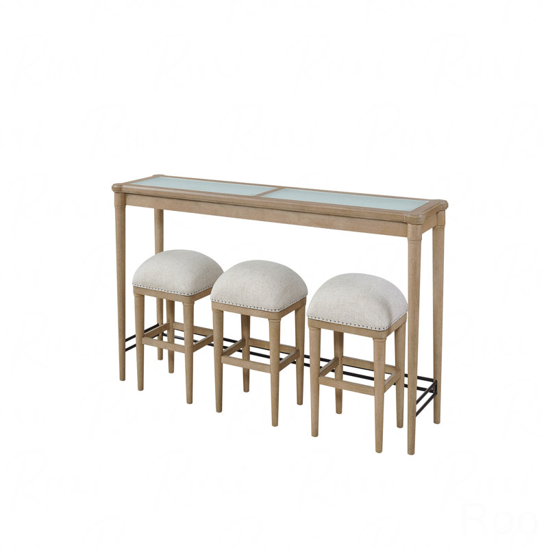 Glass Console Table, With 3 Stools