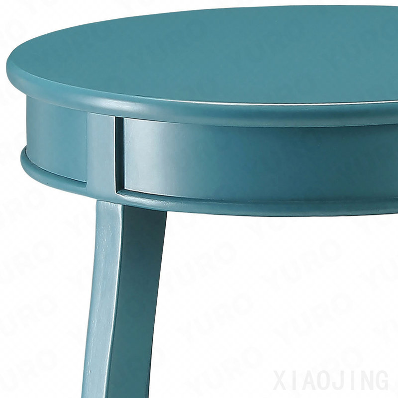 Table d'appoint ronde bleu sarcelle avec tablette inférieure, Teal
