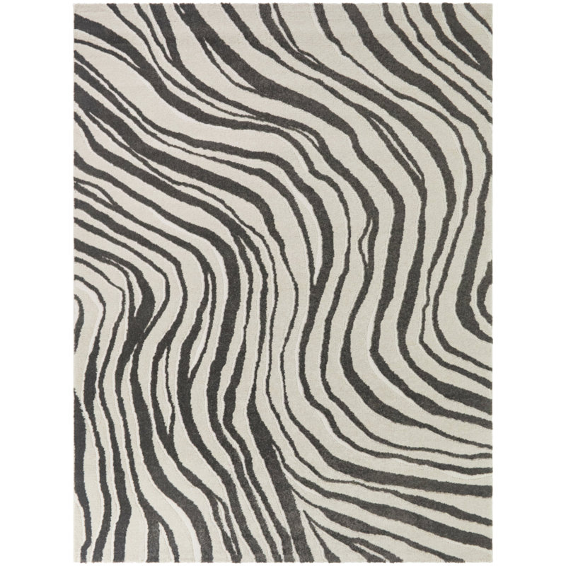 Campavias Charcoal Abstract Waves Area Rug, 7 pi 10 po x 10 pi
