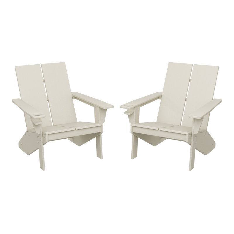 Chaise Adirondack moderne en poly (ensemble de 2), noir, Beige
