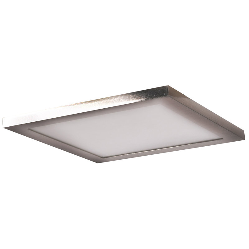 Skiljo Acrylic Flush Mount, Brushed Steel, 0.5" H x 9.5" W x 9.5" D