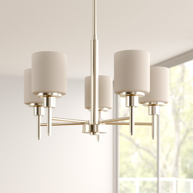 Jorelys 5 - Light Steel Dimmable Classic / Traditional Chandelier, Satin Nickel
