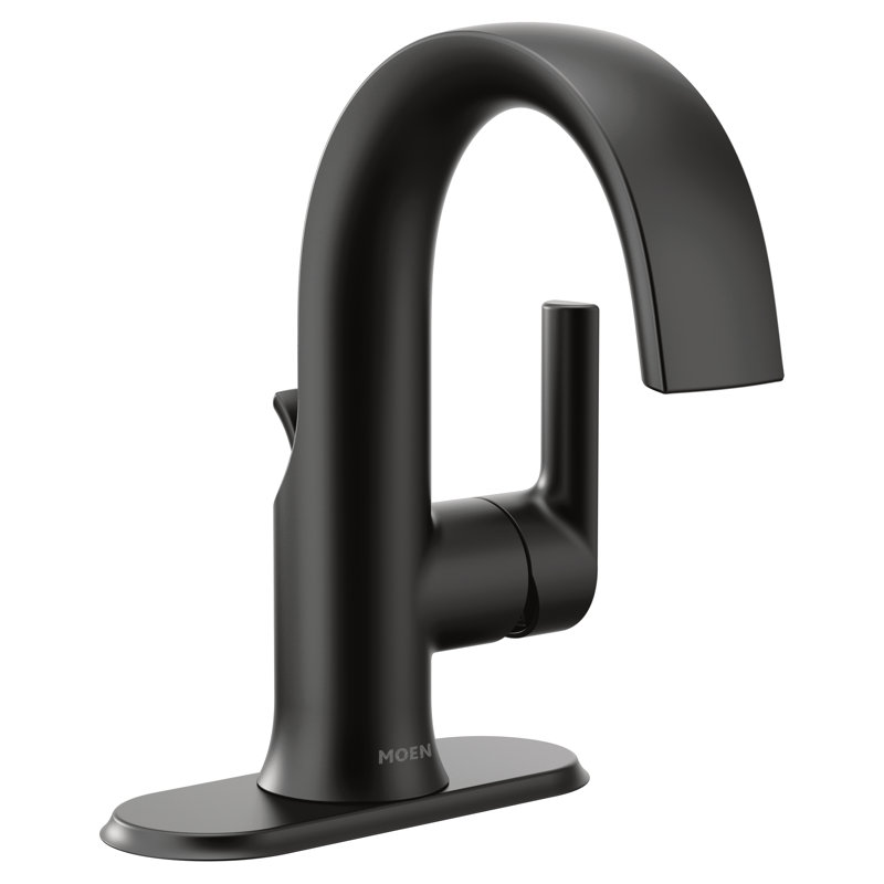 Doux Single Hole Bathroom Faucet with Drain Assembly, Matte Black