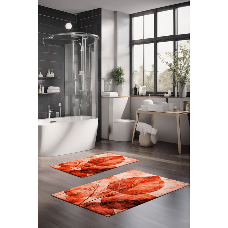 Ensemble de tapis de bain de luxe (2 pièces), 100% polyester, 16,0 x 23,6 pouces et 23,6 x 39,4 pouces | Conception antibactérienne antidérapante, hauteur de poils de 0,3 po | Lavable à la machine, durable et facile à nettoyer | Idéal pour la décoration de salle de bain