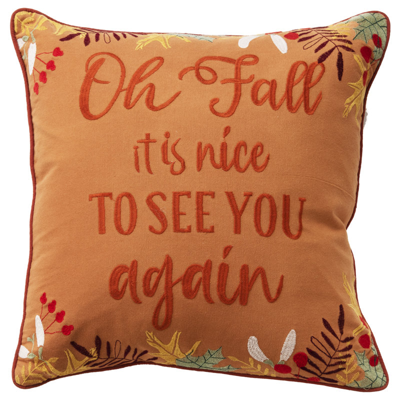 Embroidered Cotton Throw Pillow