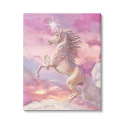 " Beautiful Sunset Unicorn Pink Clouds Fantasy Illustration " by Ziwei Li