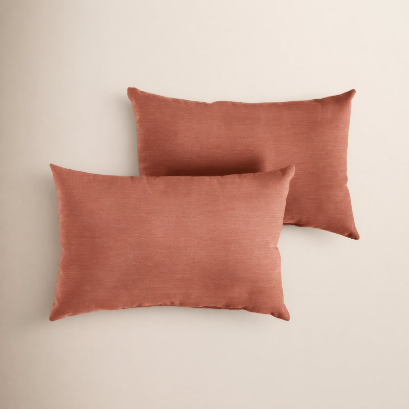 Easton Sunbrella Weather Resistant Lumbar Pillows, 12" x 24", Cast Coral