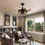 36'' Retractable Blades Black Ceiling Fan With Remote Control And Light Kit Included-881159200