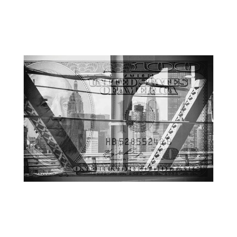 Manhattan Dollars - Between The Steel by Philippe Hugonnard - Wrapped Canvas Print, 66.04 cm H x 45.72 cm W x 3.175 cm D