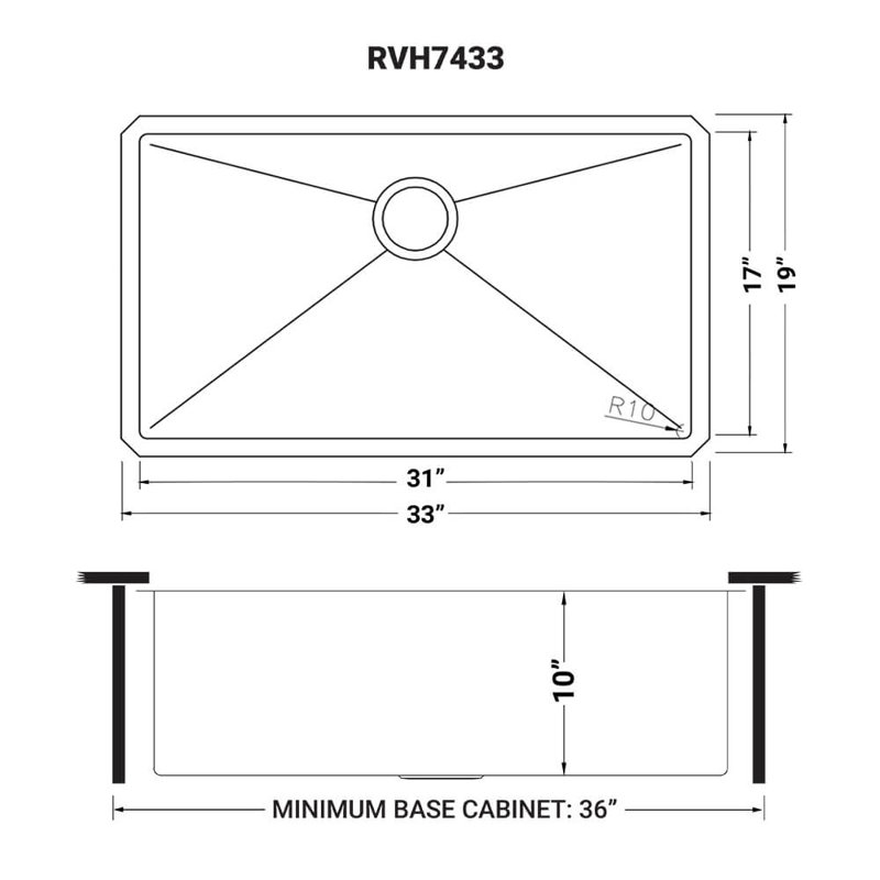 Ruvati 33-Inch Stainless Steel Undermount Kitchen Sink with Single Bowl
