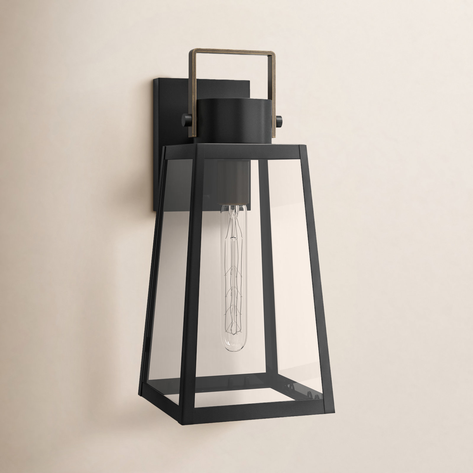 Kiwa Single Light Bell Outdoor Wall Light, 15.2" H x 7" W x 8.5" D, Black