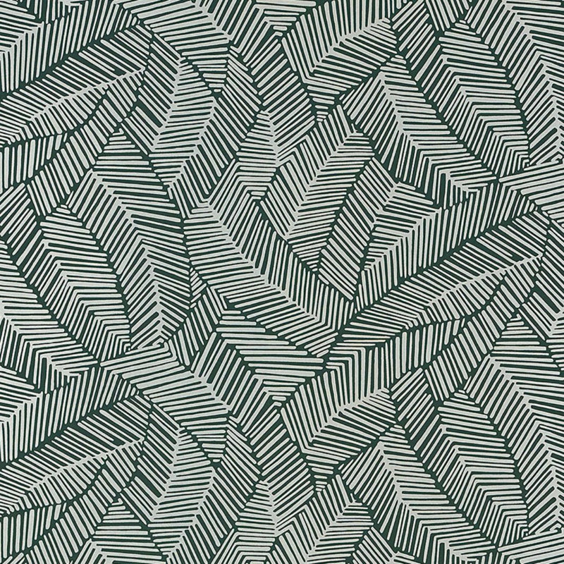 Abstract Leaf Wallpaper, Metallic Slate