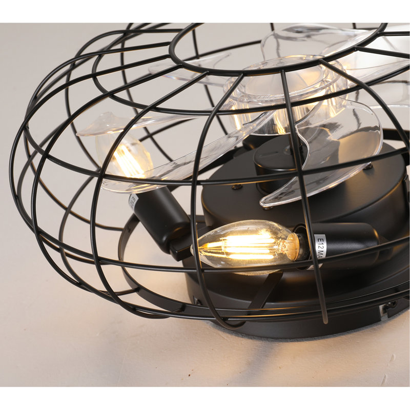 Ventilateur de plafond sans lame à profil bas de 15,7 po avec lumières (sans ampoules incluses) et ventilateur de plafond réversible à 6 vitesses de vent à distance pour le salon, la chambre et la fête - sans ampoules incluses