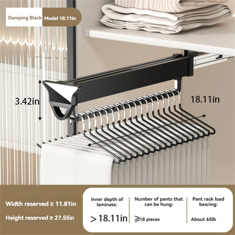 Extendable Trousers Rack With Slide Rail, 3.42" H x 2" W x 18" D