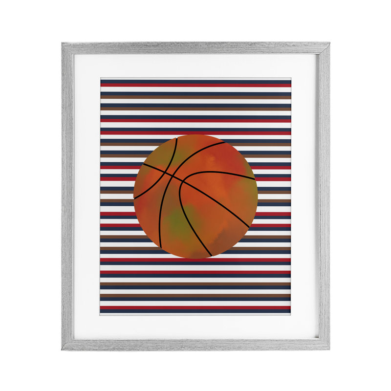 «Stripes And Sports Basketball», reproduction encadrée sous verre, conception de Marcus Prime, H 16 po x l 13 po