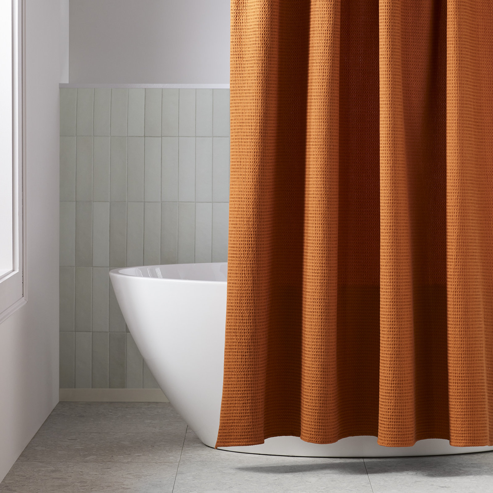 Felix Cotton Waffle Shower Curtain, Rust