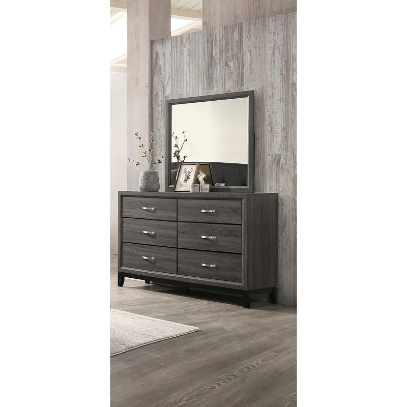 Commode 1 pièce style rustique avec poignées en métal et pieds en bois noirs