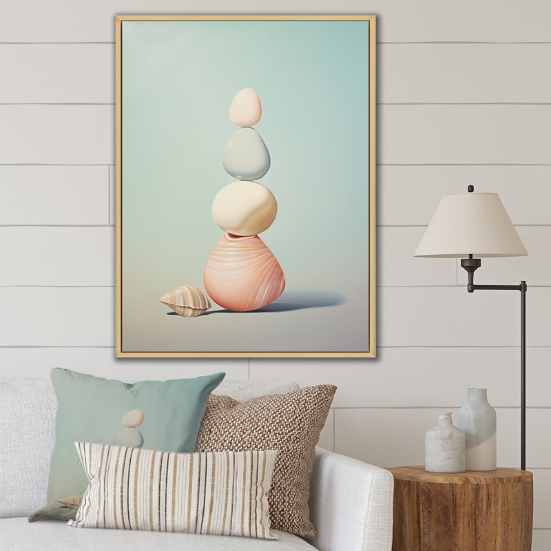 Impression sur toile Lashonn Seashell, H 32 po x l 16 po x P 1 po, Cadre naturel flottant