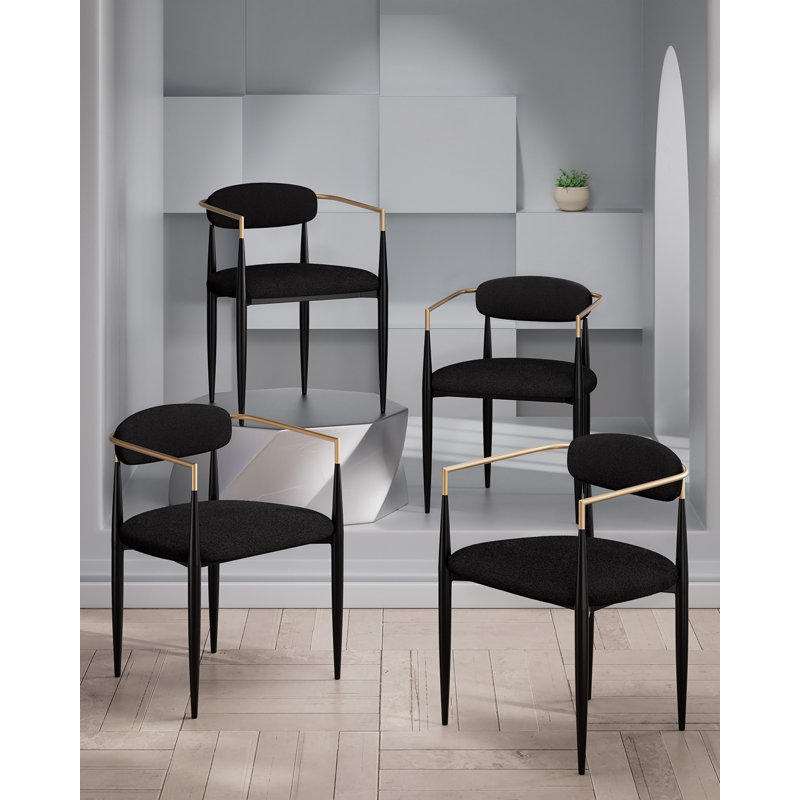 Chaises de salle à manger rembourrées Boucle, Noir