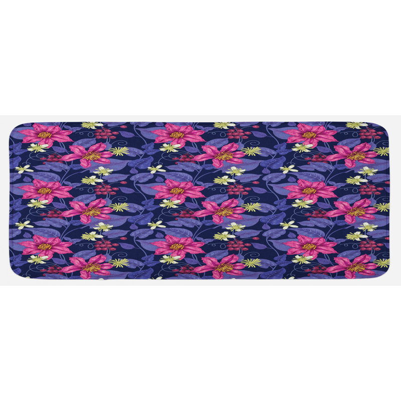 Coastal Floral Synthetic Kitchen Mat