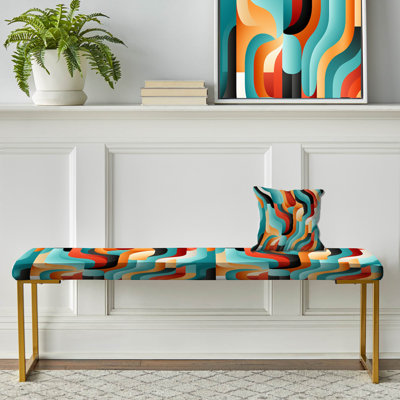 Banc rembourré éclectique doré