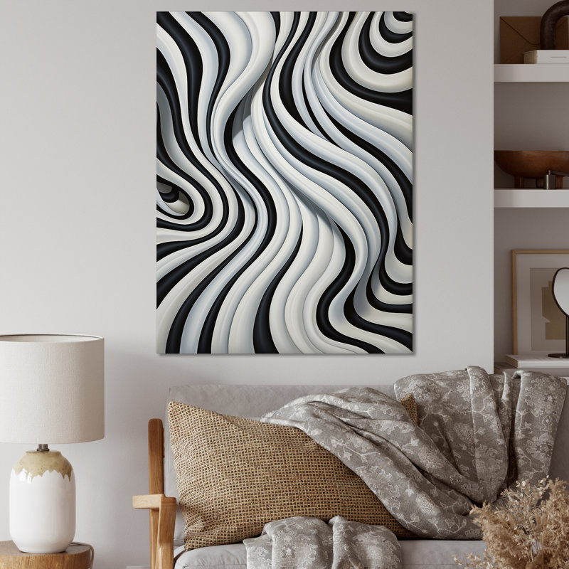 Art optique noir et blanc Dream III - reproduction, H 32 po x l 24 po x P 1 po, Toile tendue