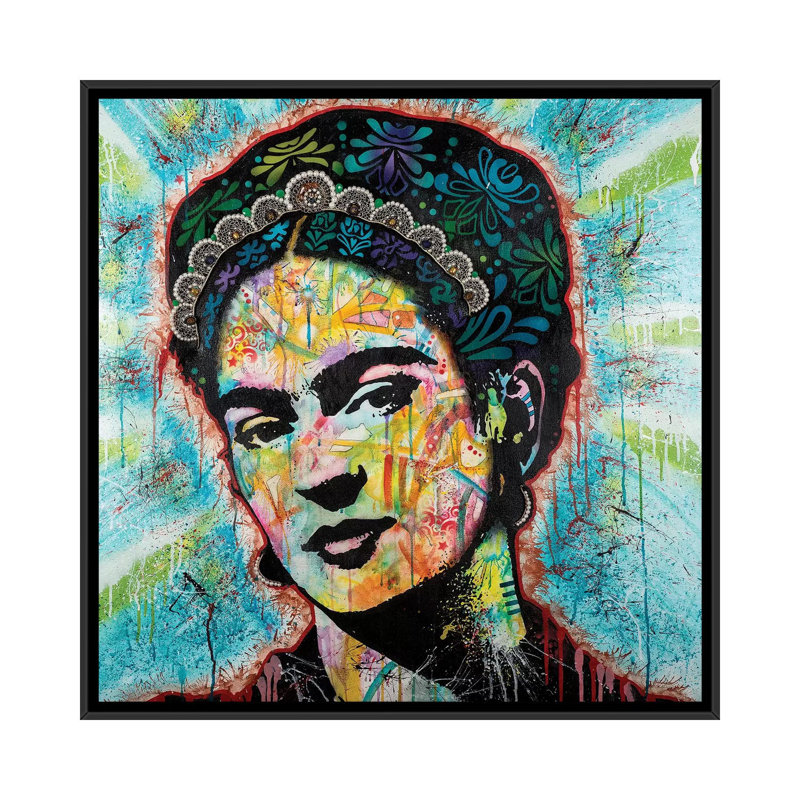 «Frida», impression sur toile, H 18 po x l 18 po x P 1,5 po, Toile encadrée noire, Pas de tapis