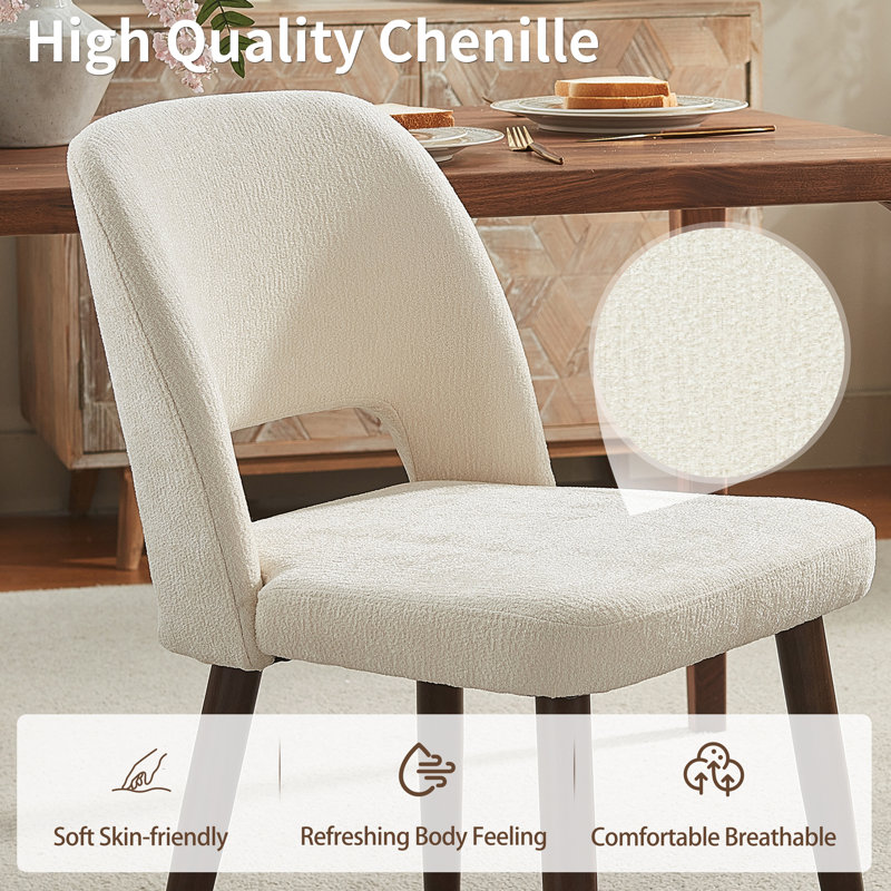  Upholstered Dining Side Chairs with Wood Legs Set Of 4, Beige