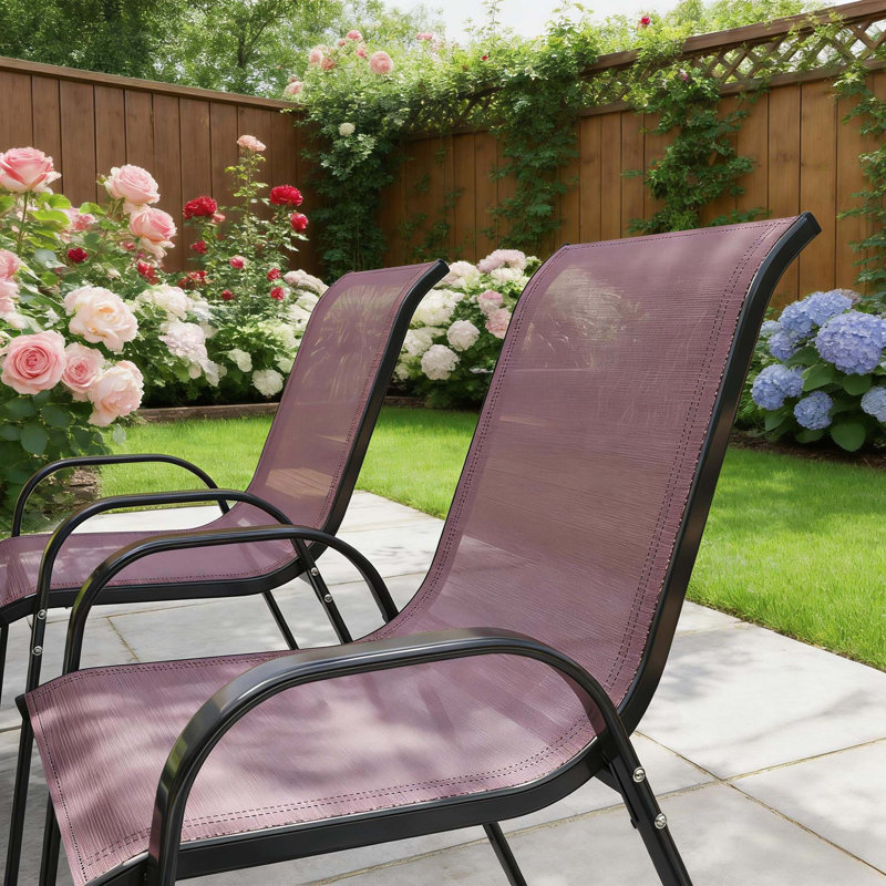 Ensemble de 4 chaises de salle à manger d'extérieur en filet empilables