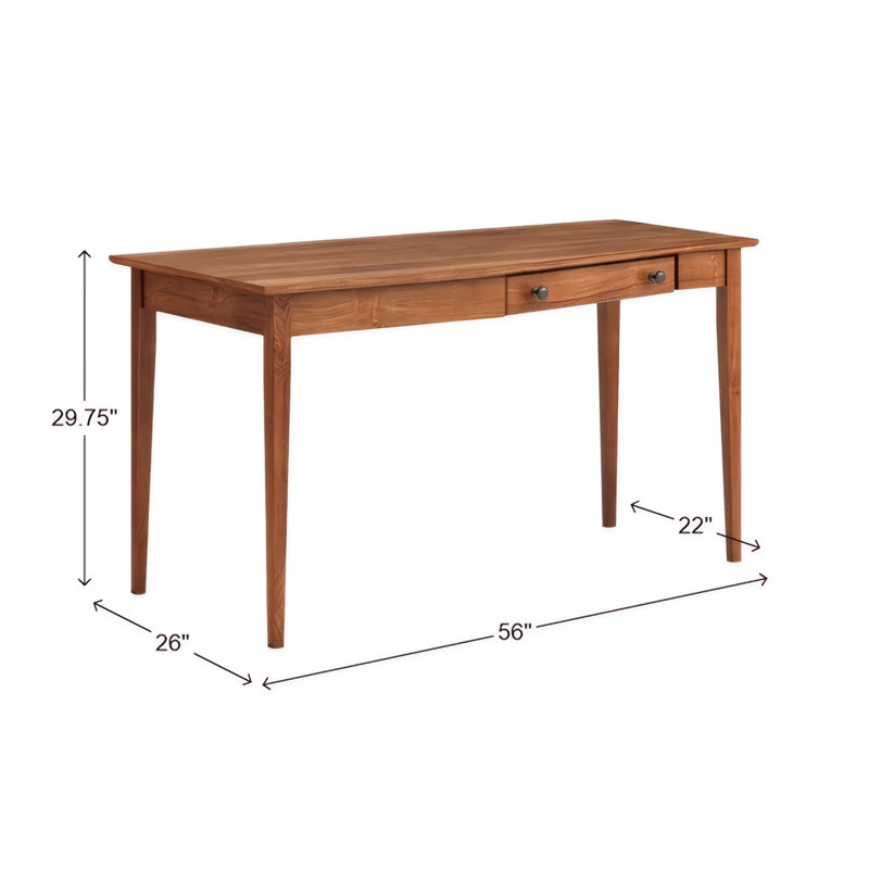 Bureau en bois massif gauche Malani, Pacanier doré