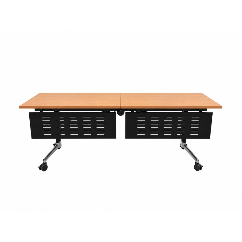 Table de formation commerciale commerciale avec alimentation | Table gigogne pliable 80 po | Roulettes verrouillables | Mobilier de salle de conférence et de classe | Hêtre | Sièges 2